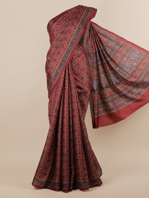 

Pothys Maroon Printed Jute Silk Saree