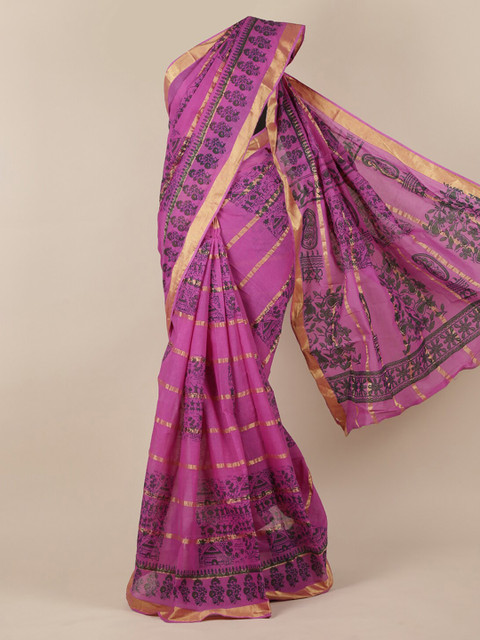 

Pothys Violet Printed Pure Cotton Saree