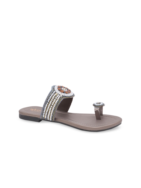 

WALK N STYLE COLLECTION Women Grey Embellished One Toe Flats