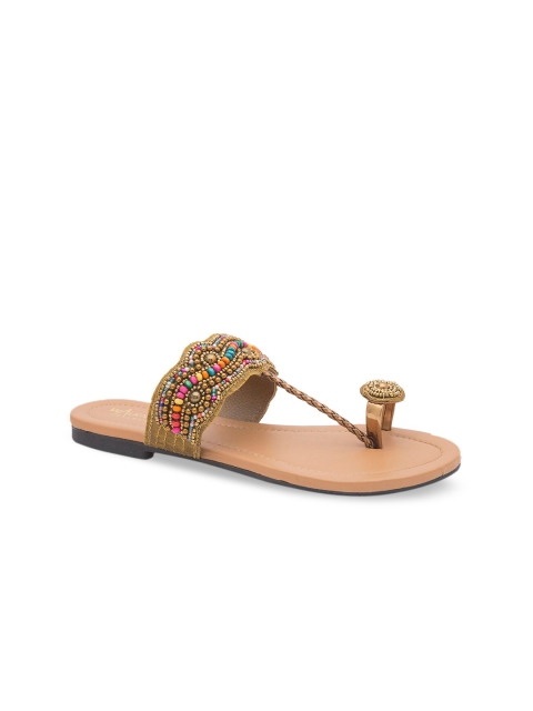 

WALK N STYLE COLLECTION Women Beige Woven Design Open Toe Flats