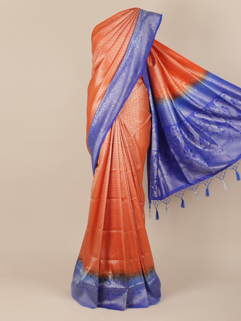 

Pothys Orange Woven Design Jute Silk Saree With Tasseled Pallu