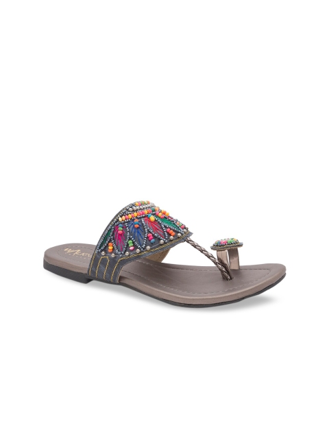 

WALK N STYLE COLLECTION Women Grey Embellished One Toe Flats