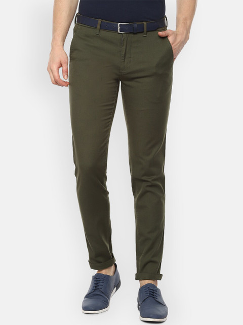 

Louis Philippe Sport Men Olive Green Slim Fit Solid Regular Trousers
