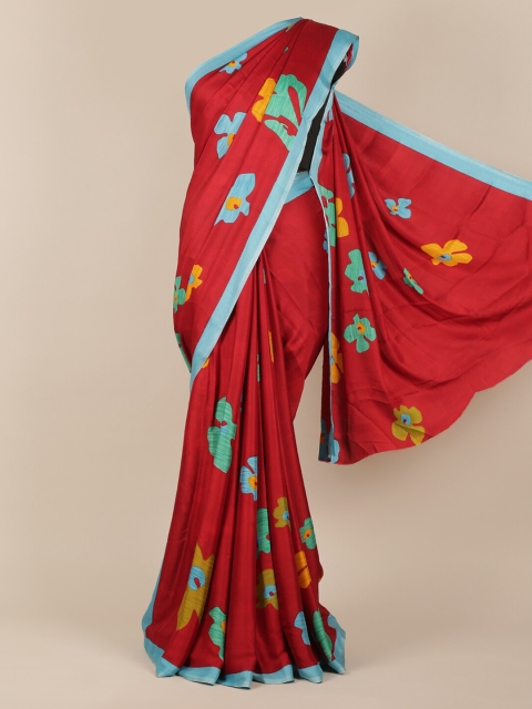 

Pothys Maroon Printed Satin Saree