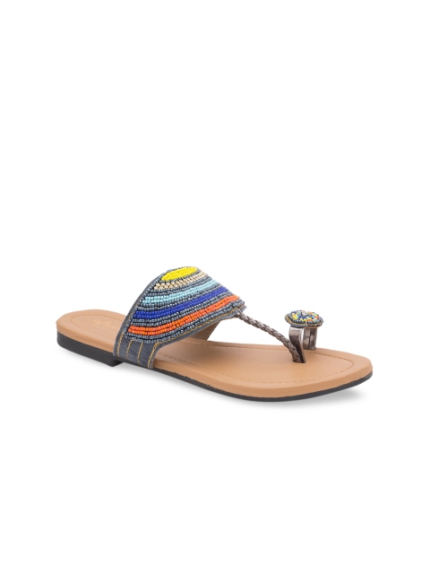 

WALK N STYLE COLLECTION Women Grey Embellished One Toe Flats