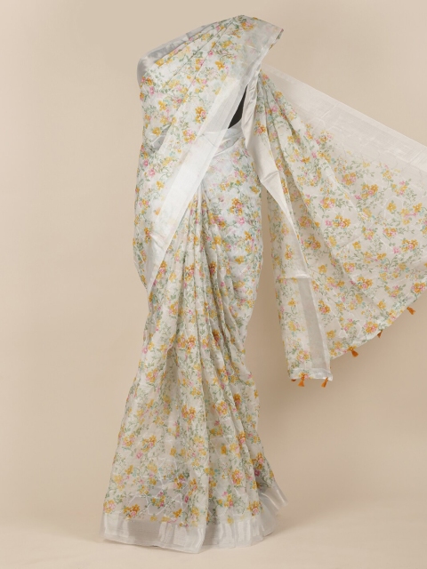 

Pothys Grey & Orange Organza Printed Saree