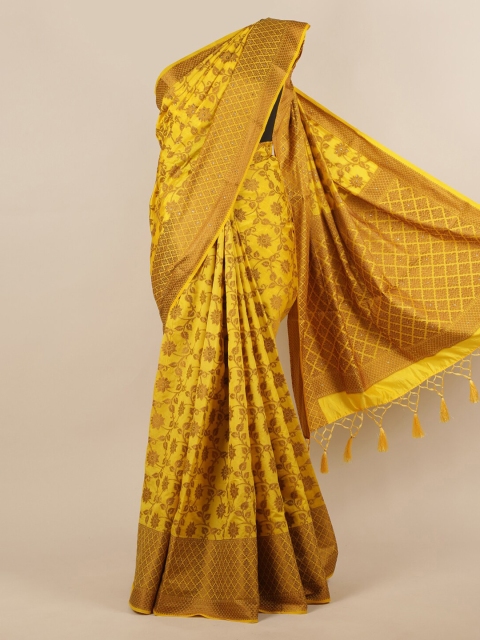 

Pothys Yellow Woven Design Jute Silk Saree
