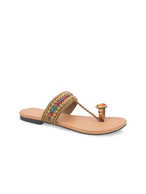 

WALK N STYLE COLLECTION Women Beige Embellished One Toe Flats