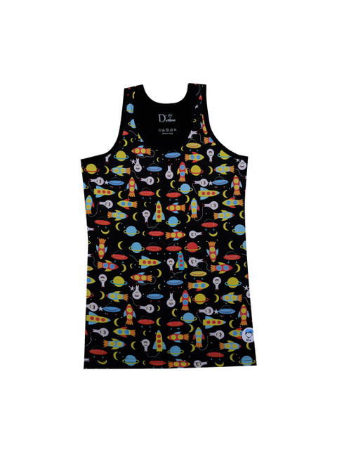

DChica Boys Black & Yellow Printed Cotton Innerwear Vest