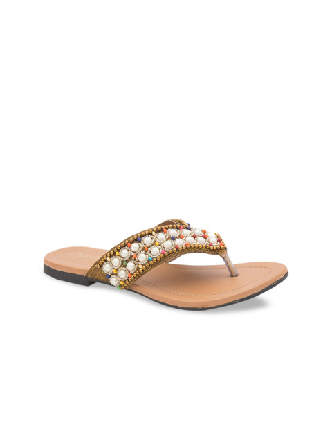 

WALK N STYLE COLLECTION Women Beige Embellished Open Toe Flats