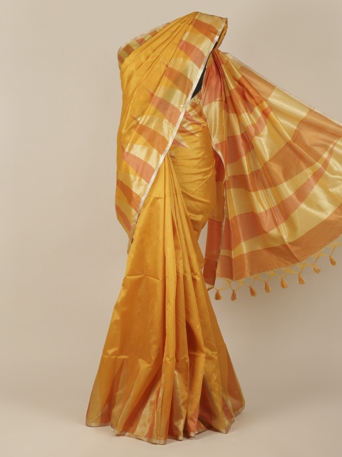

Pothys Mustard Solid Jute Silk Saree