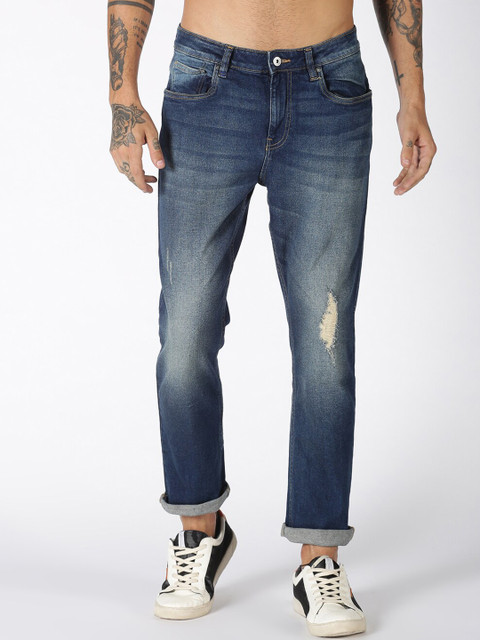 

Blue Saint Men Blue Slim Fit Mid-Rise Low Distress Jeans
