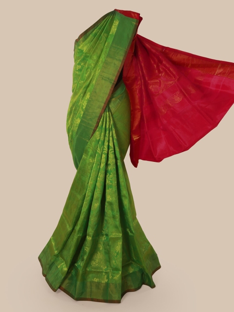 

Pothys Green Pure Silk Woven Design Kanjeevaram Saree