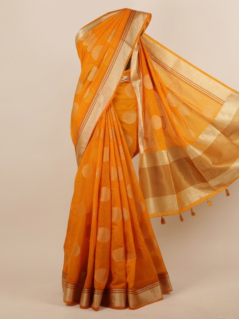 

Pothys Yellow & Gold-Coloured Jute Silk Woven Design Saree