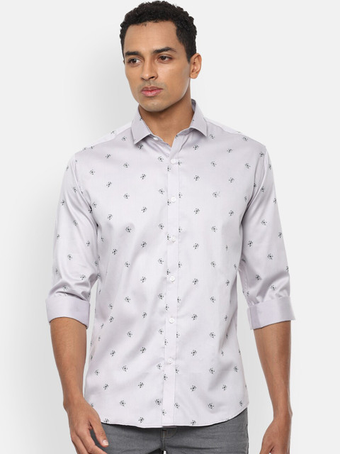 

V Dot Men Grey Slim Fit Micro Ditsy Floral Print Pure Cotton Casual Shirt