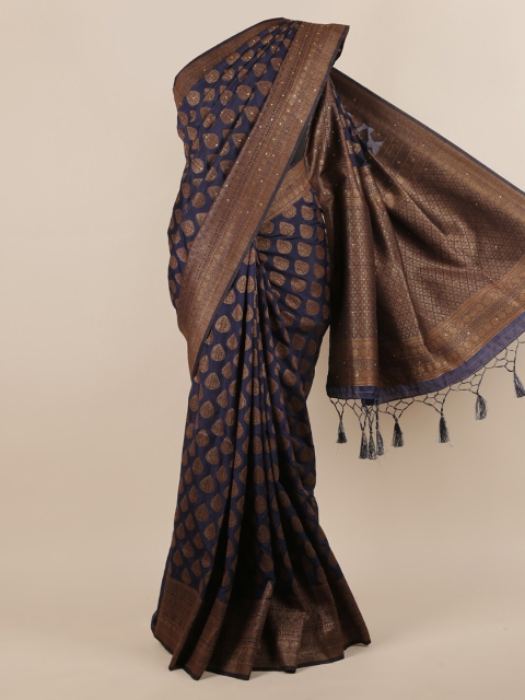 

Pothys Navy Blue Woven Design Jute Silk Saree