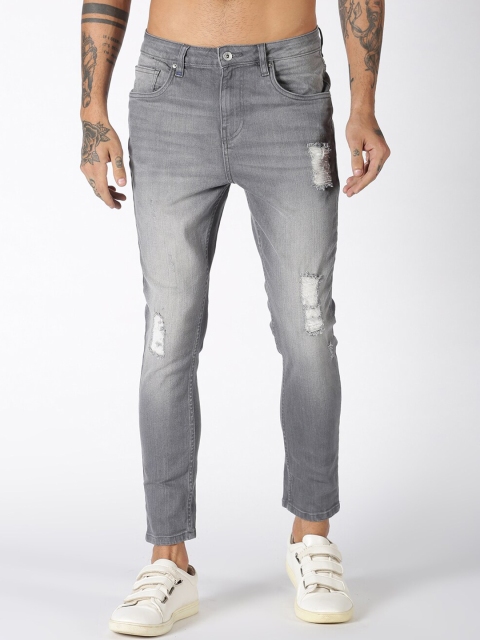 

Blue Saint Men Charcoal Slim Fit Mid-Rise Mildly Distressed Jeans