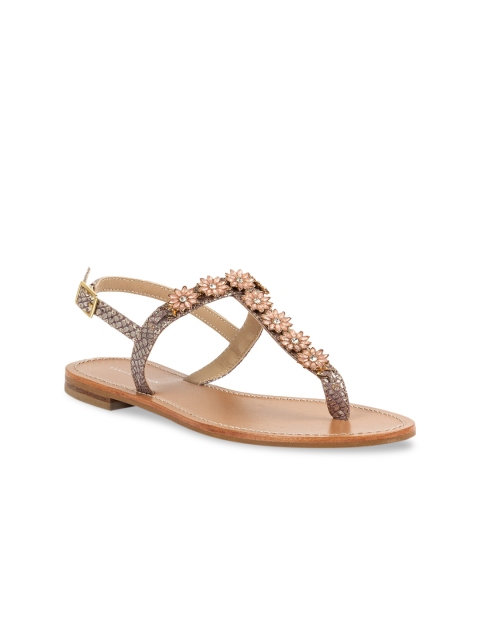 

Vanilla Moon Women Pink Embellished Leather T-Strap Flats