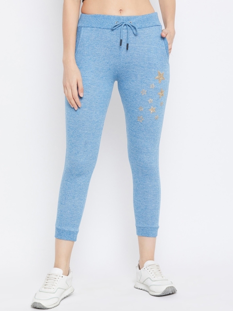 

Austin wood Women Blue Solid Slim-Fit Cotton Joggers