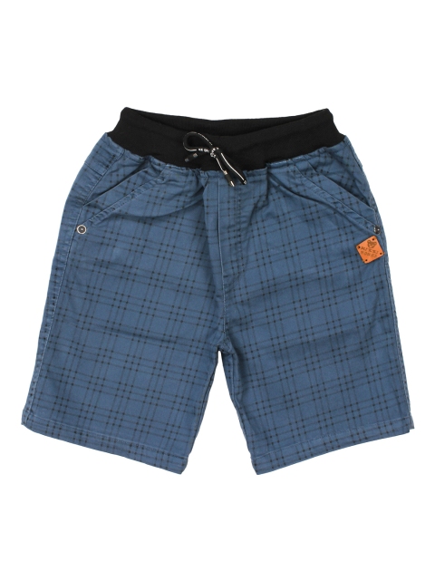 

Lil Lollipop Boys Blue Solid Regular Fit Checked Regular Shorts