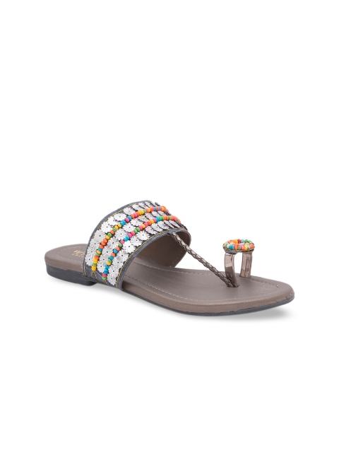 

WALK N STYLE COLLECTION Women Grey Embellished One Toe Flats