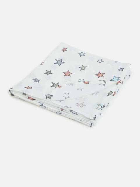 

Berrytree Toddlers White And Blue Star Printed Swaddle Wrap, Navy blue