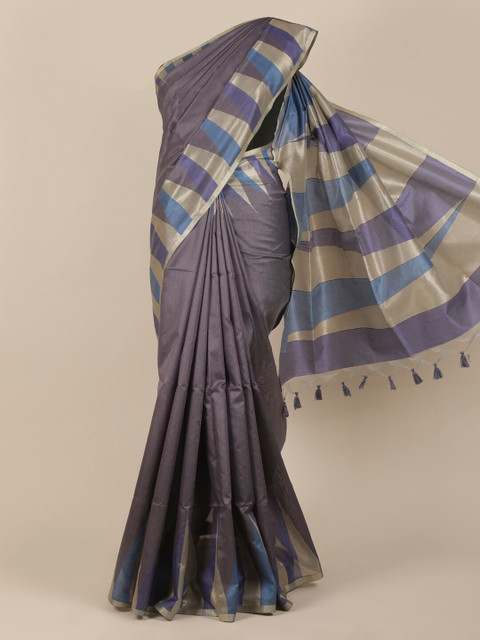 

Pothys Grey Solid Jute Silk Saree