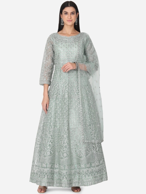 

BOMBAY SELECTIONS Women Green Solid Kurta with Palazzos & Dupatta