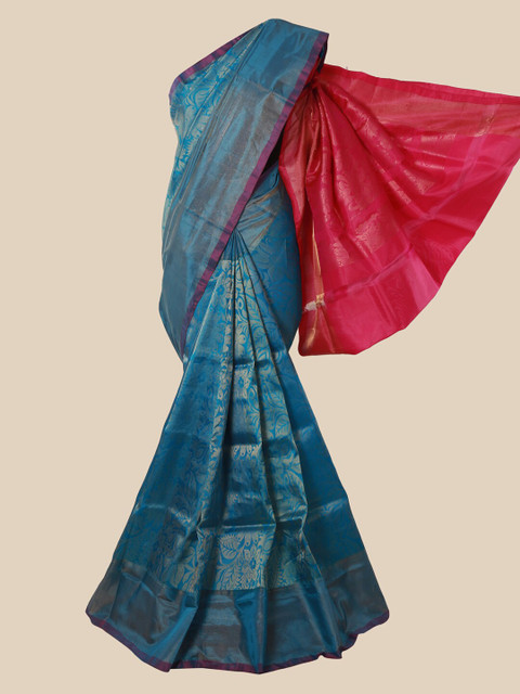 

Pothys Blue & Pink Pure Silk Woven Design Kanjeevaram Saree