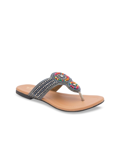 

WALK N STYLE COLLECTION Women Grey Embellished Open Toe Flats