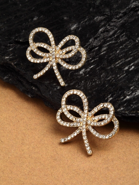 

Ferosh Gold-Toned and White Contemporary Crystal Bow Studs