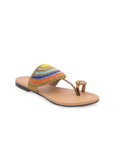 

WALK N STYLE COLLECTION Women Beige Embellished One Toe Flats