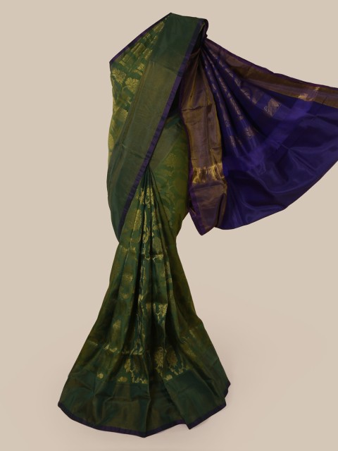 

Pothys Green & Gold Pure Silk Woven Design Kanjeevaram Saree