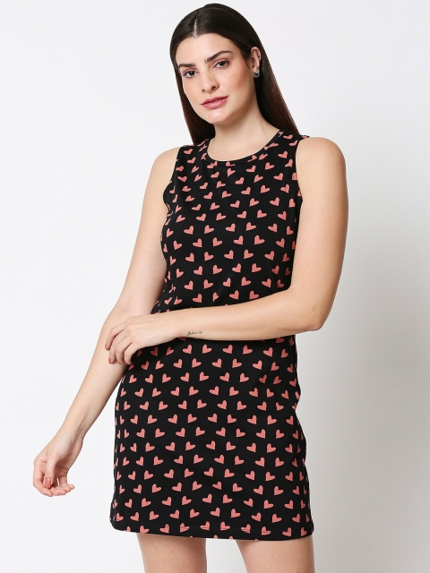 

Bewakoof Women Black Printed T-shirt Dress
