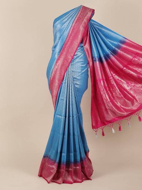 

Pothys Blue Woven Design Jute Silk Saree