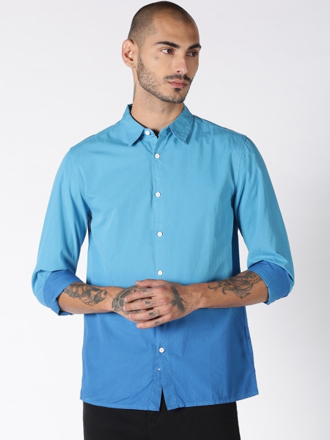 

Blue Saint Men Blue Slim Fit Ombre Casual Shirt