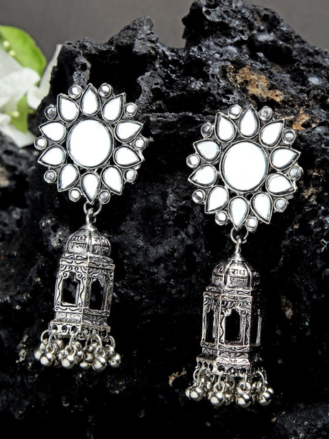 

NEUDIS Silver-Toned Oxidised Antique Contemporary Earrings