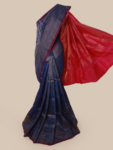 

Pothys Blue & Red Pure Silk Woven Design Kanjeevaram Saree
