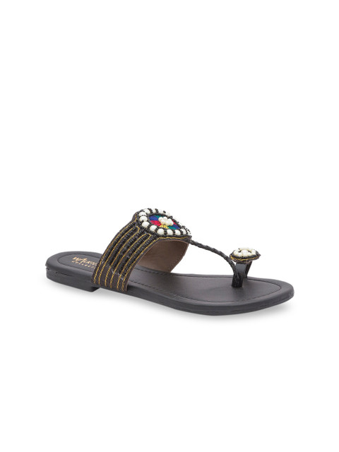 

WALK N STYLE COLLECTION Women Black Embellished One Toe Flats