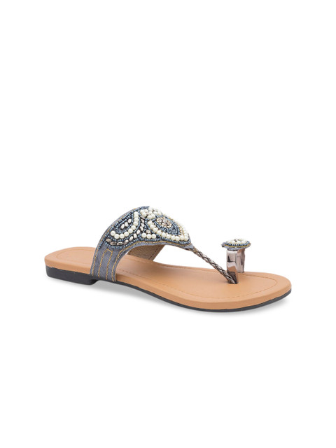 

WALK N STYLE COLLECTION Women Grey Embellished One Toe Flats