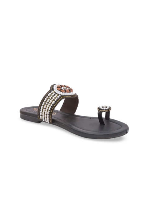 

WALK N STYLE COLLECTION Women Black Embellished One Toe Flats