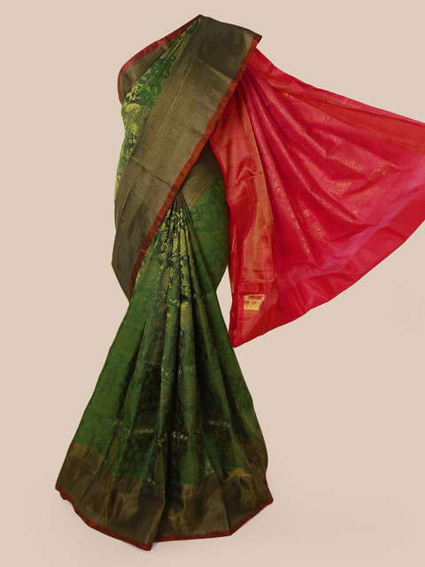 

Pothys Green & Pink Pure Silk Woven Design Kanjeevaram Saree