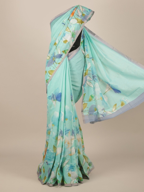 

Pothys Blue Printed Jute Silk Saree