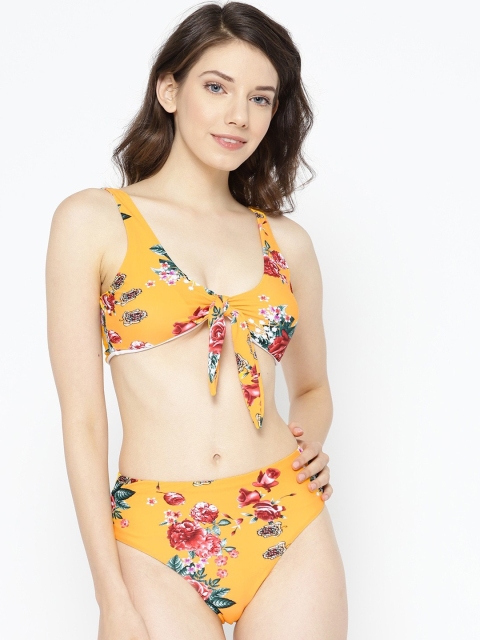 

VOXATI Women Mustard Yellow & Red Printed Bikini Swim Set