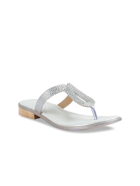 

Vanilla Moon Women Silver-Toned Embellished Leather Open Toe Flats