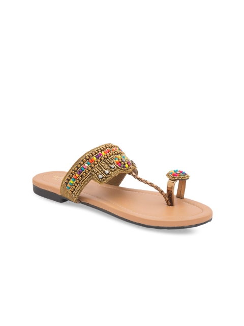 

WALK N STYLE COLLECTION Women Beige Embellished One Toe Flats