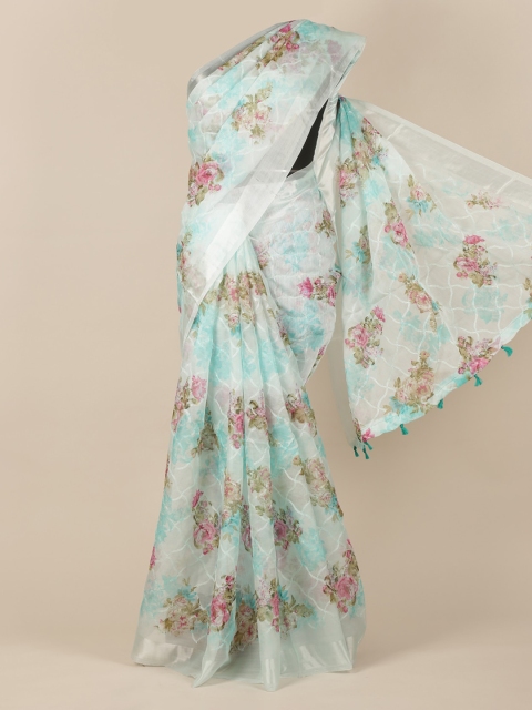

Pothys Blue Printed Jute Silk Saree