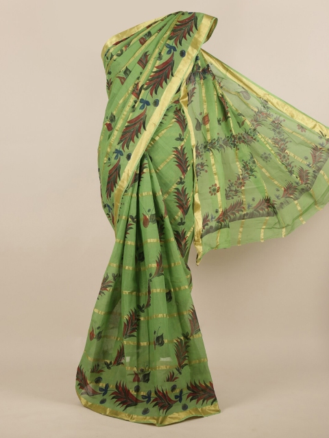 

Pothys Green & Maroon Pure Cotton Printed Saree