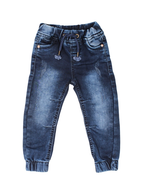 

Lil Lollipop Kids Navy Blue Mid-Rise Low Distress Pure Cotton Jogger Jeans