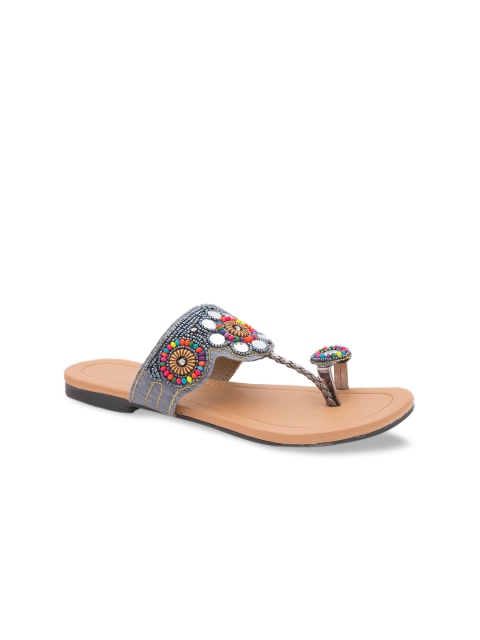 

WALK N STYLE COLLECTION Women Grey Embellished One Toe Flats